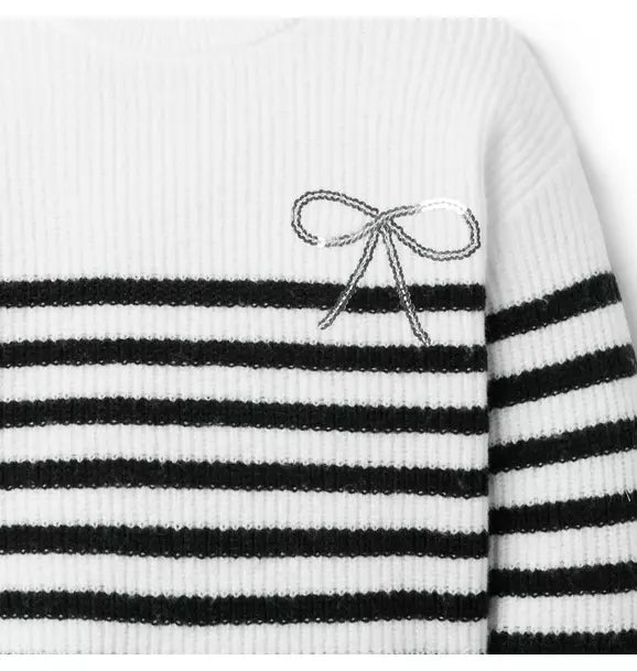 Sparkle Striped Bow Sweater