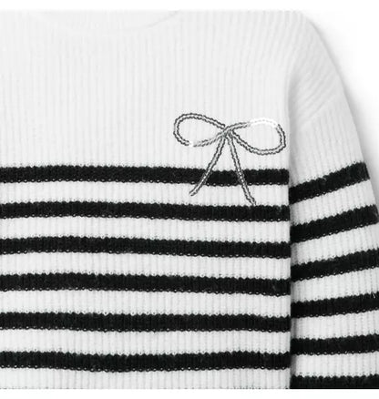 Sparkle Striped Bow Sweater