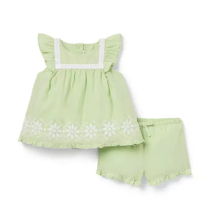 Baby Embroidered Floral Matching Set