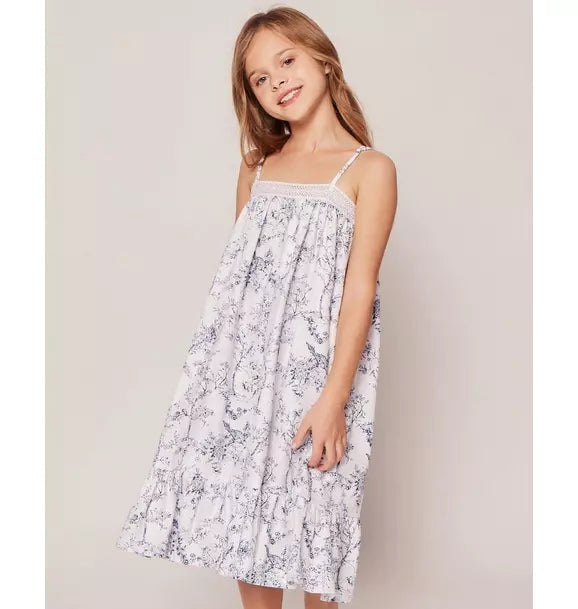 Girl's Twill Lily Nightgown in Blue Timeless Toile