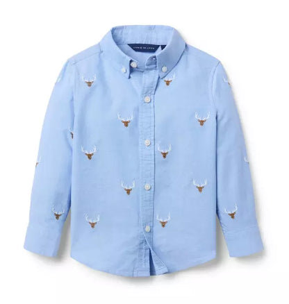 Embroidered Deer Oxford Shirt