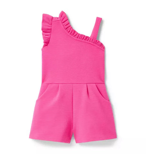 Textured Ruffle Shoulder Romper