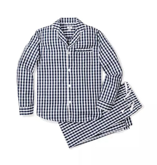 Men's Navy Gingham Twill Pajamas