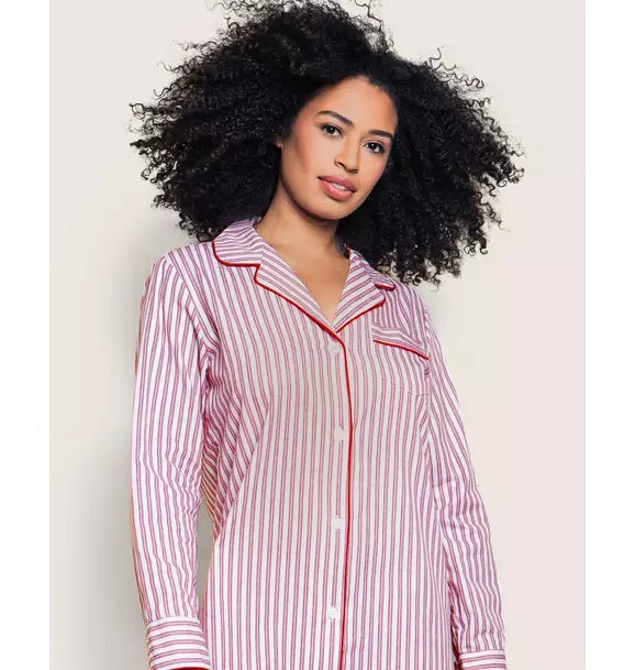Women's Nightshirt in Antique Red Ticking