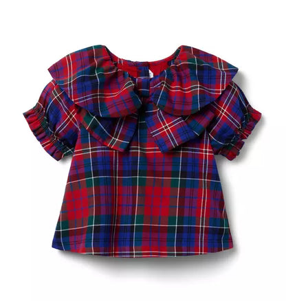 The Tartan Collar Bow Top