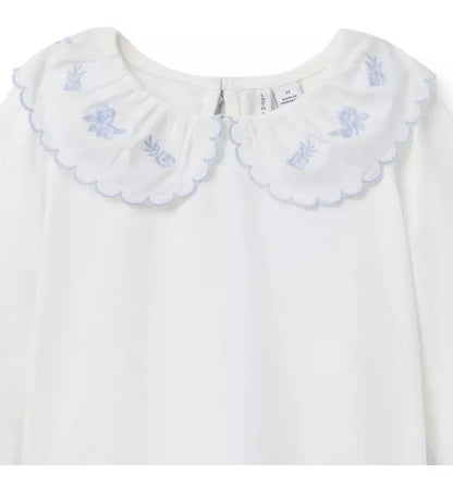 Embroidered Collar Top