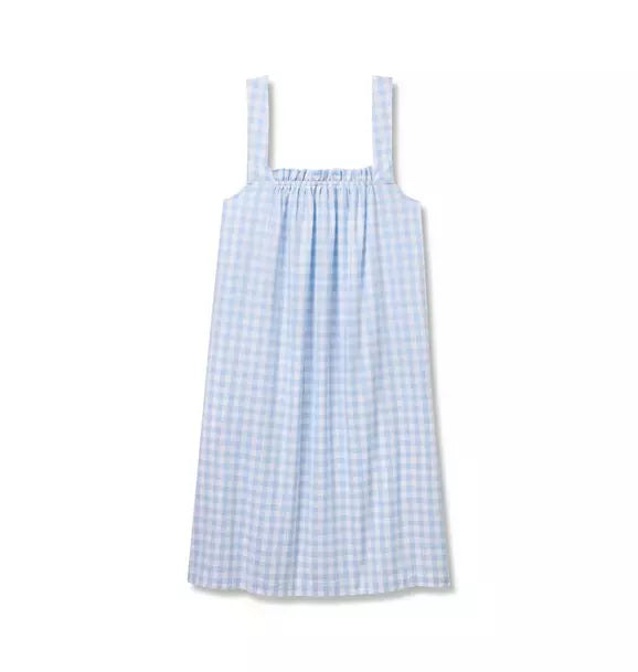 Women's Twill Annabelle Nightgown in Light Blue Gingham