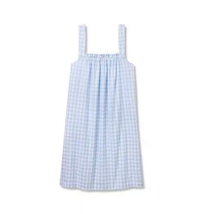 Women's Twill Annabelle Nightgown in Light Blue Gingham