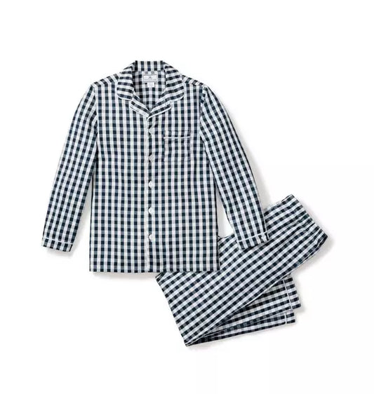 Navy Gingham Pajama Set