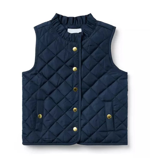 The Quilted Ruffle Collar Vest
