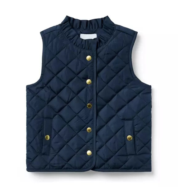 The Quilted Ruffle Collar Vest