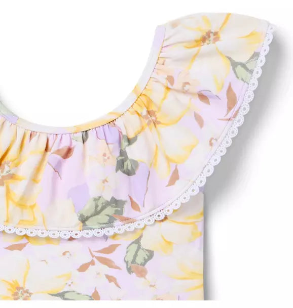 Recycled Floral Ruffle Swimsuit