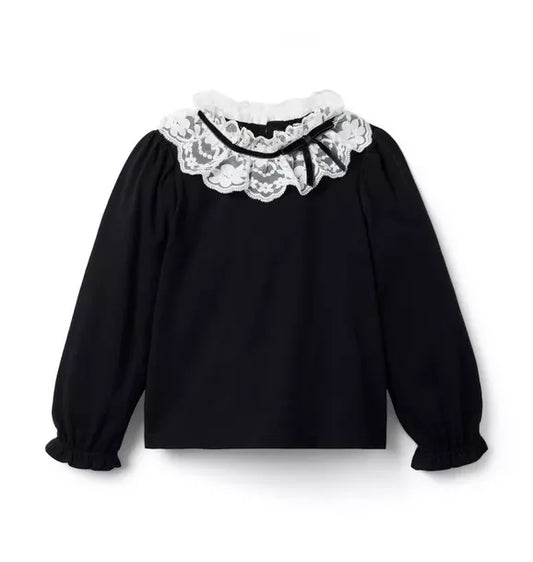 Lace Bow Collar Top