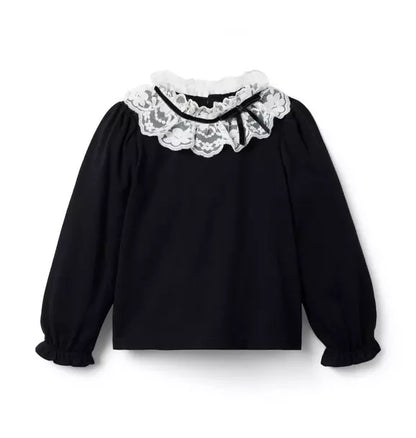 Lace Bow Collar Top