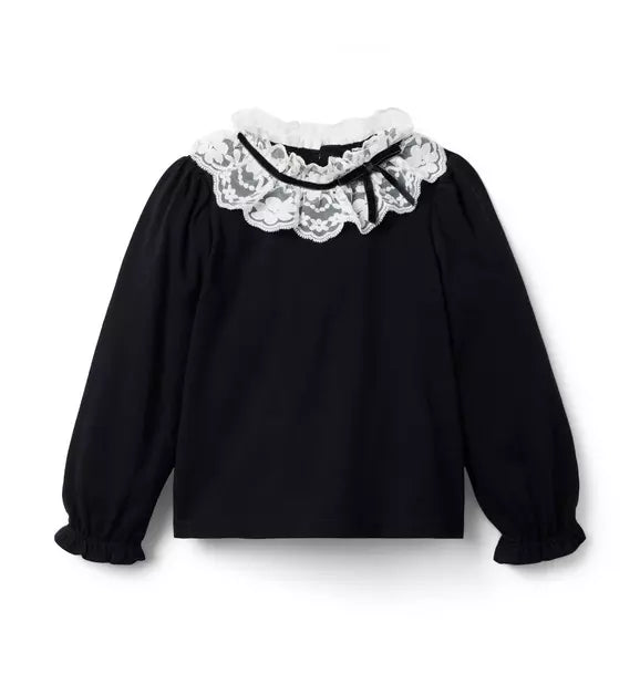 Lace Bow Collar Top