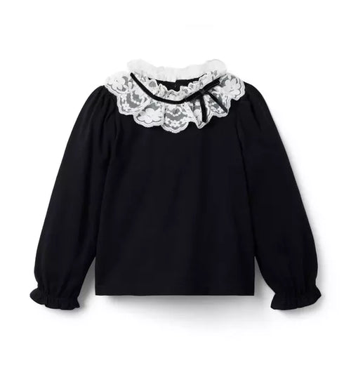 Lace Bow Collar Top