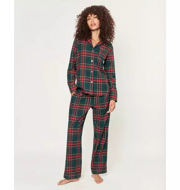 Women's Brushed Twill Pajama Set in Kensington Tartan