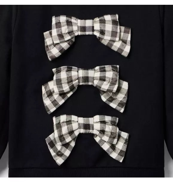 Gingham Shimmer Bow Sweater