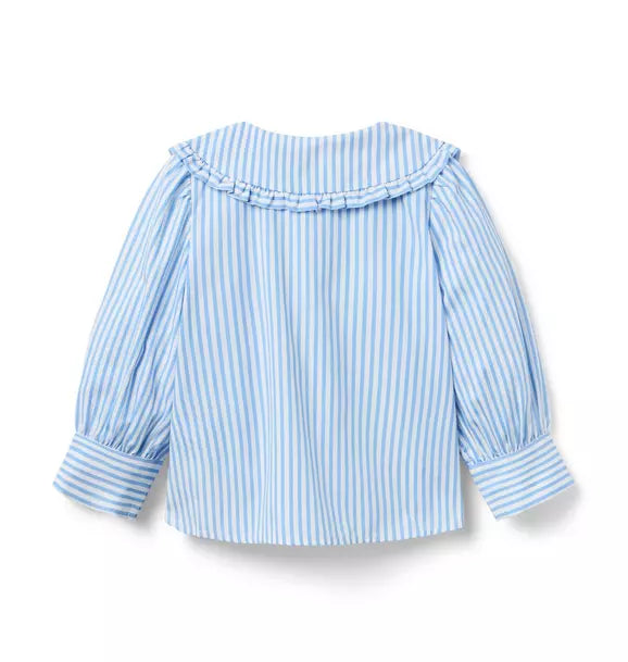 Striped Ruffle Collar Top