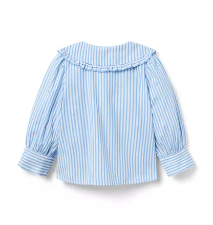 Striped Ruffle Collar Top