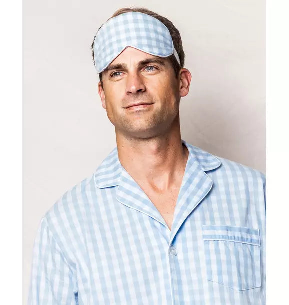 Adult Light Blue Gingham Eye Mask