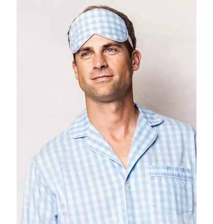 Adult Light Blue Gingham Eye Mask