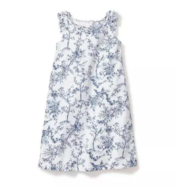 Girl's Twill Amelie Nightgown in Blue Timeless Toile