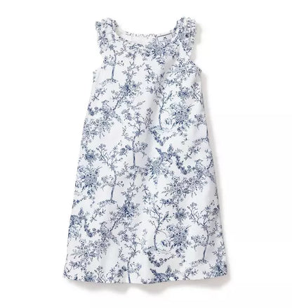Girl's Twill Amelie Nightgown in Blue Timeless Toile