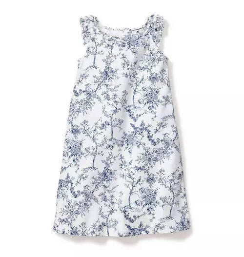 Girl's Twill Amelie Nightgown in Blue Timeless Toile
