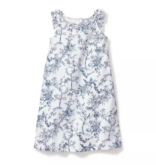Girl's Twill Amelie Nightgown in Blue Timeless Toile