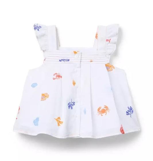 Ocean Icon Flutter Sleeve Top