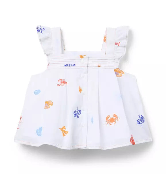 Ocean Icon Flutter Sleeve Top