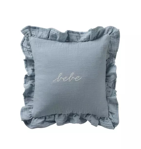 Blue Gauze Bebe Ruffle Accent Pillow Sham