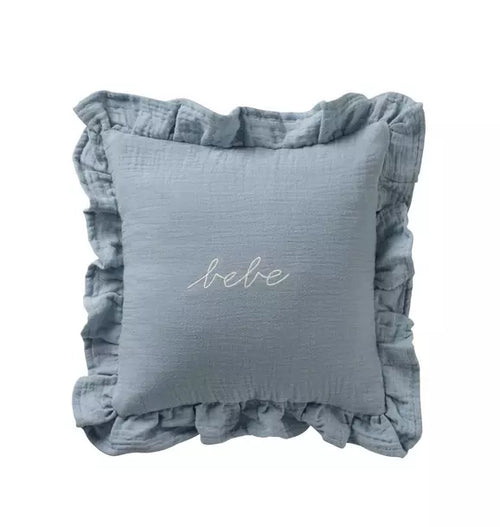 Blue Gauze Bebe Ruffle Accent Pillow Sham