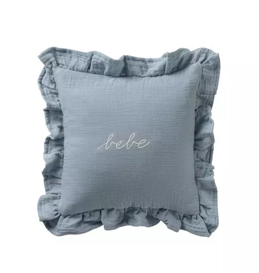 Blue Gauze Bebe Ruffle Accent Pillow Sham