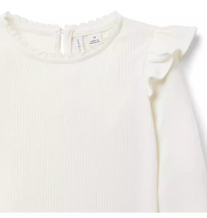 Ribbed Ruffle Shoulder Top
