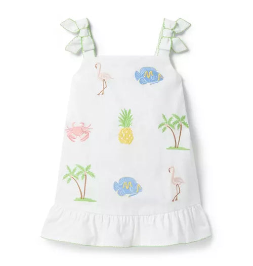 Embroidered Tropical Icon Dress
