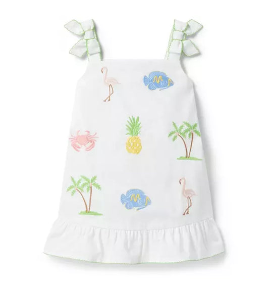 Embroidered Tropical Icon Dress