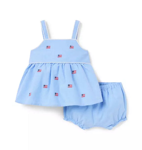 Baby Embroidered Flag Matching Set