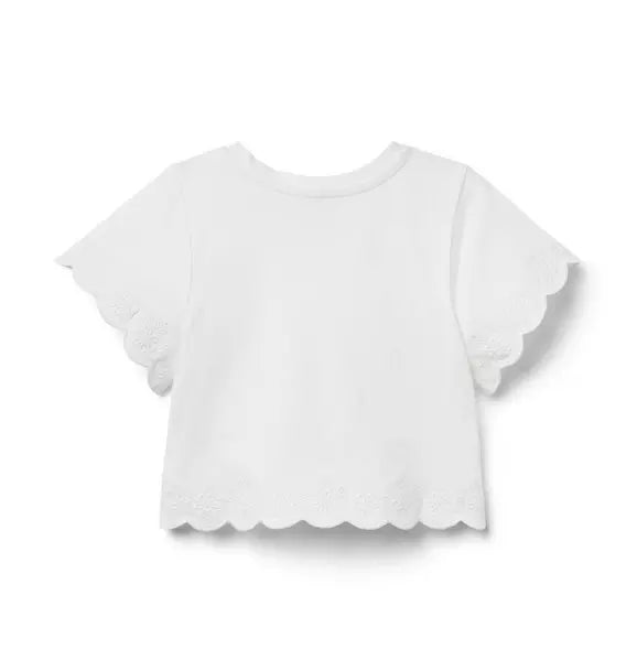 Embroidered Eyelet Trim Top