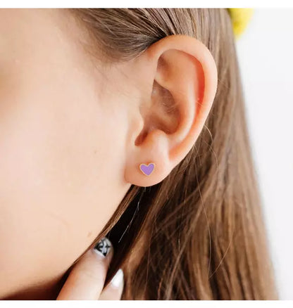 Enamel Heart Stud Earrings