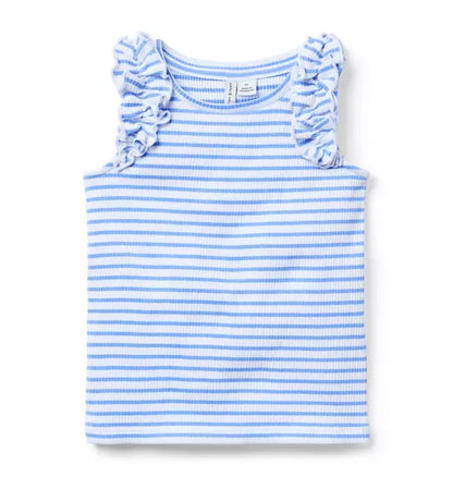 Striped Ruffle Sleeve Top