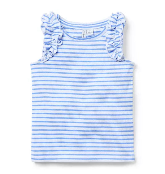 Striped Ruffle Sleeve Top