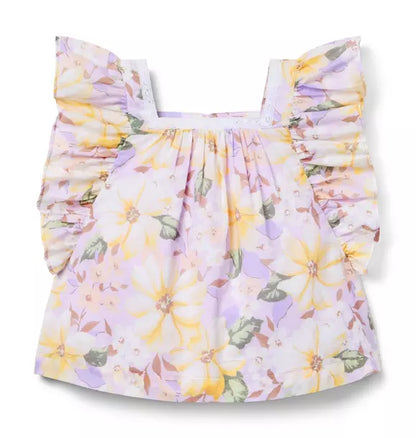 Floral Ruffle Sleeve Top