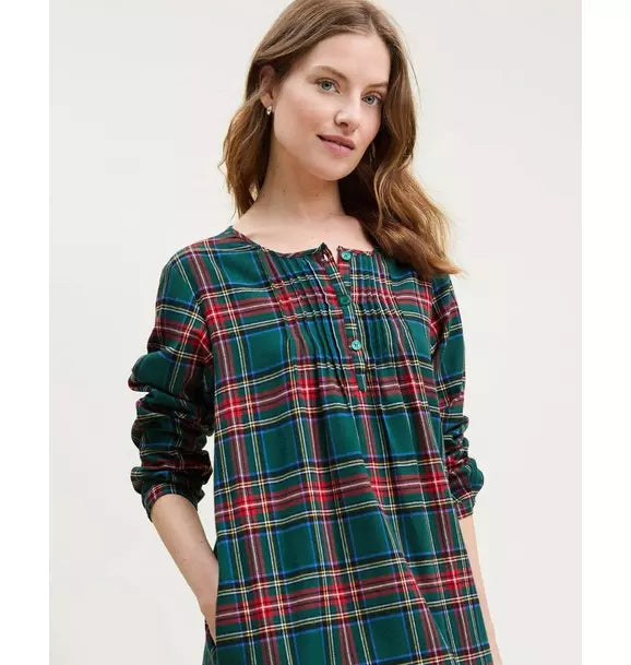 Women's Brushed Twill Beatrice Nightgown in Kensington Tartan