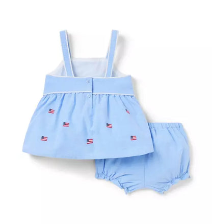 Baby Embroidered Flag Matching Set