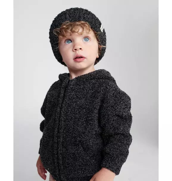 2-Tone Ribbed Beanie Fuzzy - Pecan/Black Melange