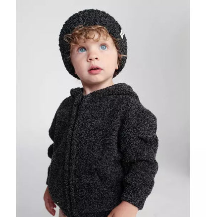 2-Tone Ribbed Beanie Fuzzy - Pecan/Black Melange