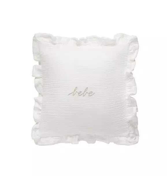 White Gauze Bebe Ruffle Accent Pillow Sham