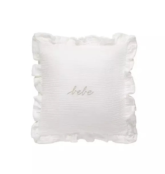 White Gauze Bebe Ruffle Accent Pillow Sham